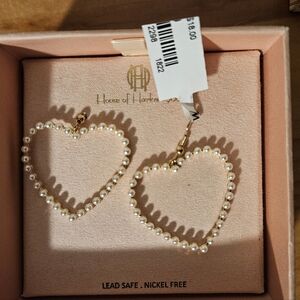Heart Shaped Pearl Drop Earrings
